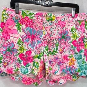 Lilly Pulitzer Sz 12 Pink and Green Floral Buttercup Shorts